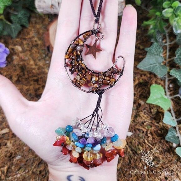 Handmade Tiger's Eye Crystal Moon Décor #1 - Picture 2 of 3